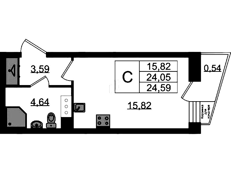 Квартира студия 24.59 м², 5/11 эт., ЖК «VEREN NORT Сертолово»